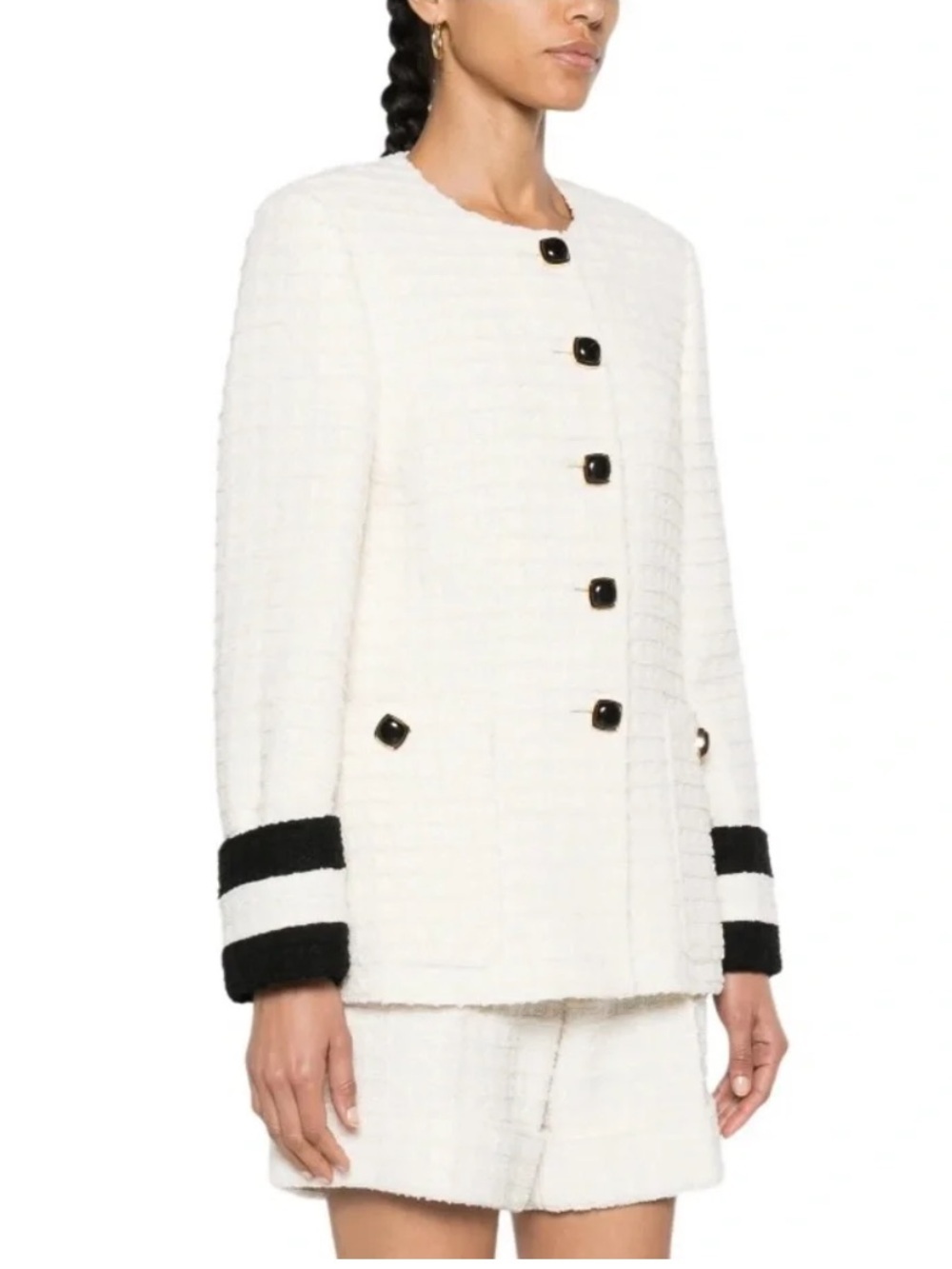 Gucci Cream Bouclé Tweed Single Breasted Blazer